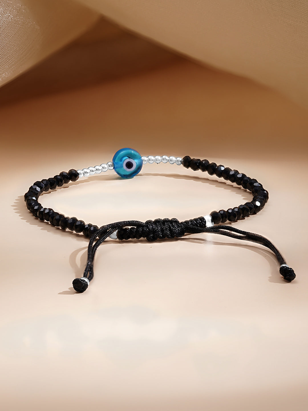 925 Fine Silver Evil Eye Beaded Bracelet Length-15 cm : Width-0.8 cm