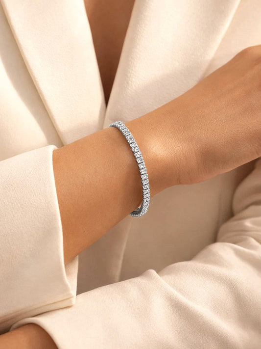 925 Fine Silver Classic Tennis Bracelet Length-18 cm : Width-0.5 cm