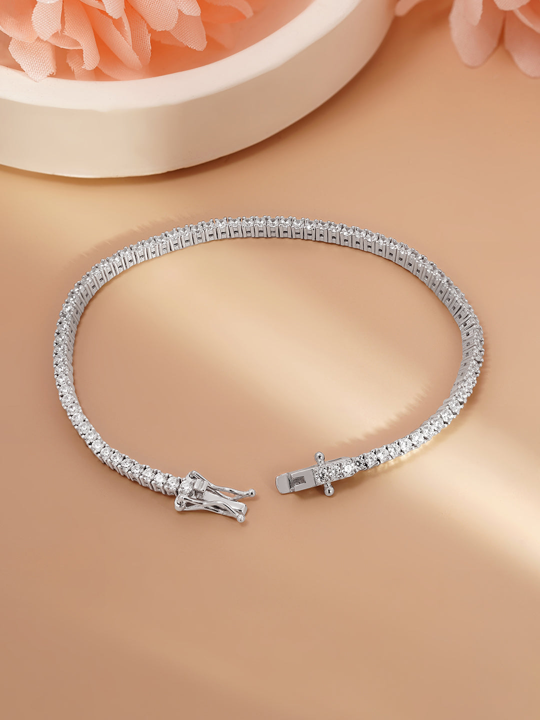 925 Fine Silver Classic Tennis Bracelet Length-18 cm : Width-0.5 cm