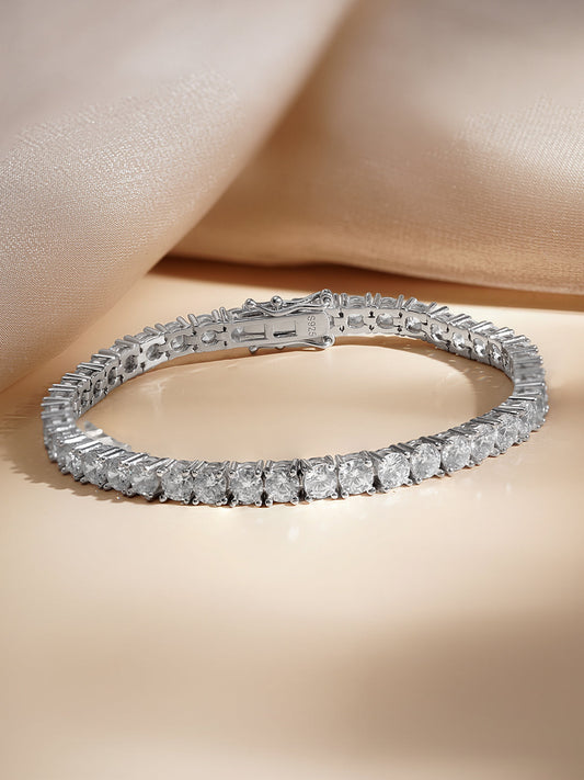 925 Fine Silver Classic Shine Bracelet Length-19 cm : Width-0.3 cm