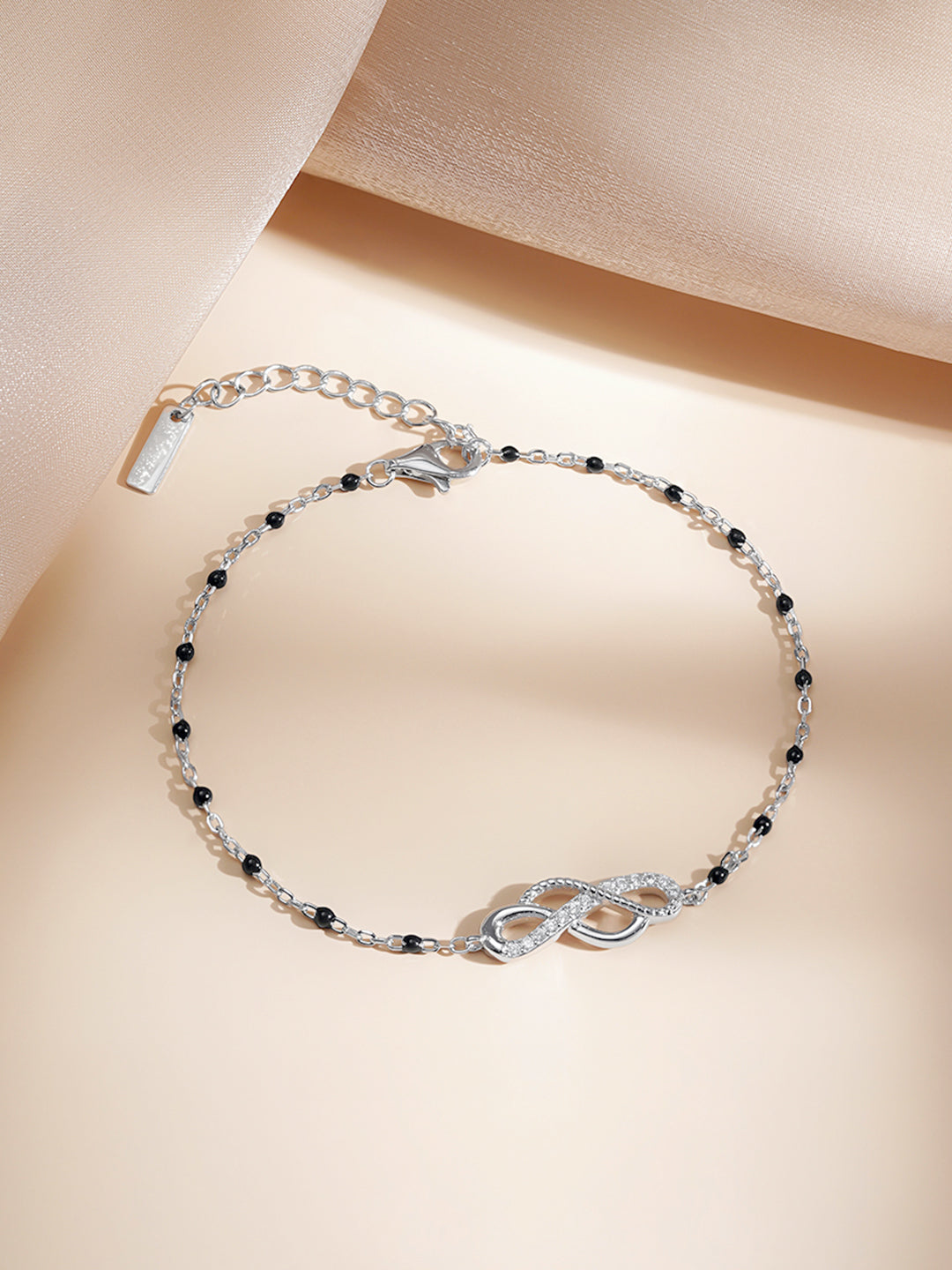 925 Fine Silver Infinity Love Charm Bracelet Length-16 cm : Width-2 cm