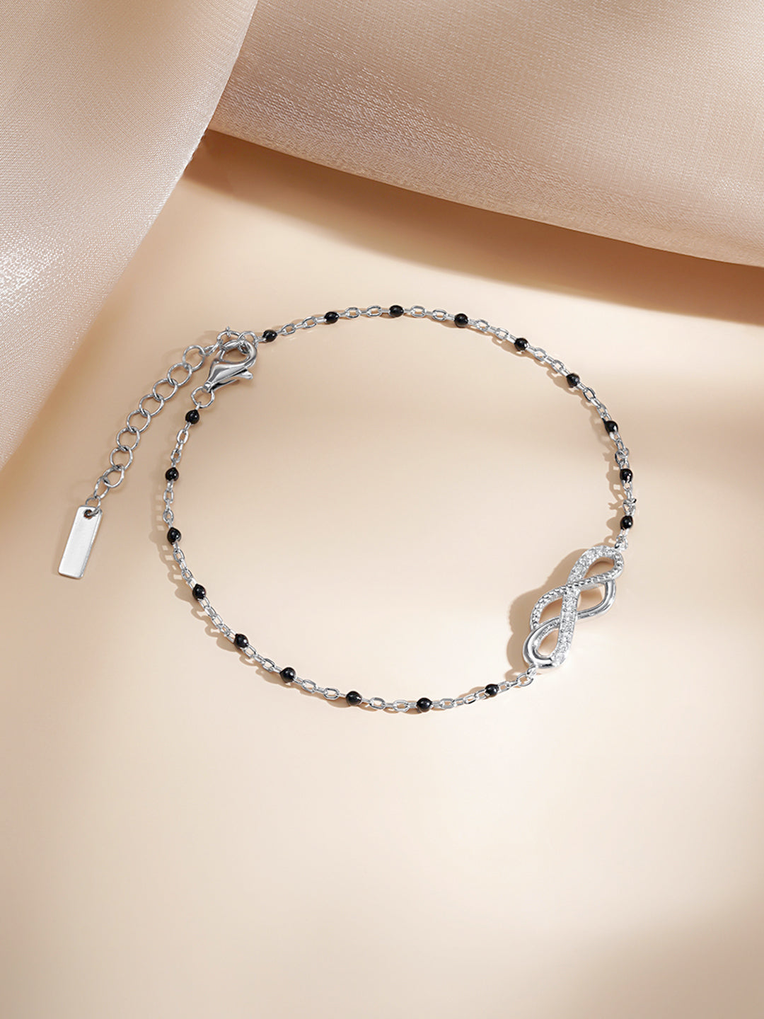 925 Fine Silver Infinity Love Charm Bracelet Length-16 cm : Width-2 cm