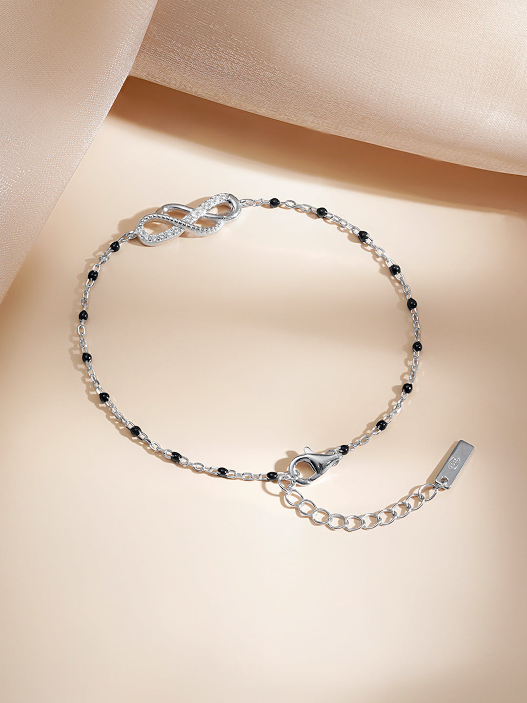 925 Fine Silver Infinity Love Charm Bracelet Length-16 cm : Width-2 cm