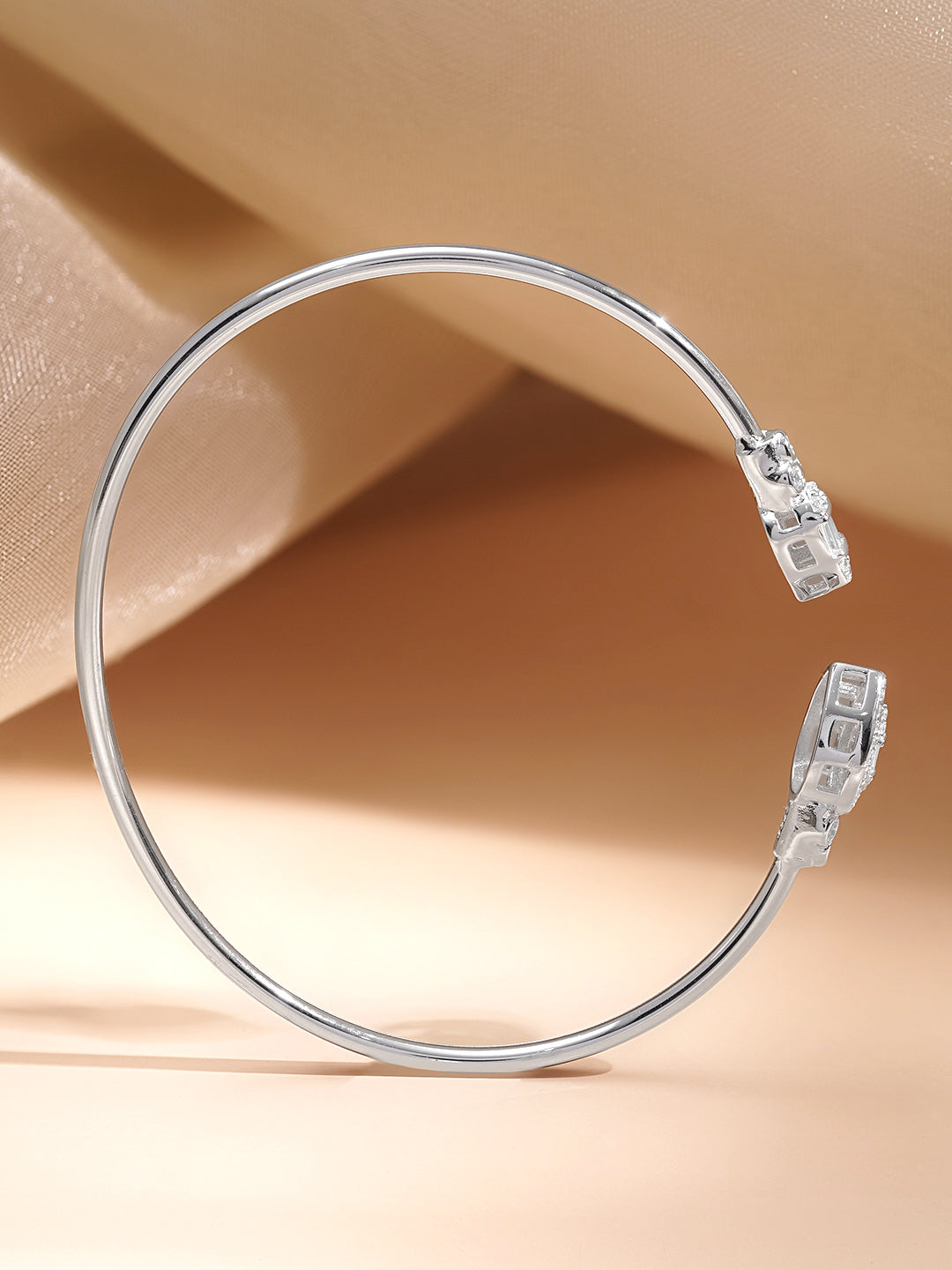 925 Fine Silver Crystal Open Cuff Bracelet Length-2.6 cm : Width-0.7 cm