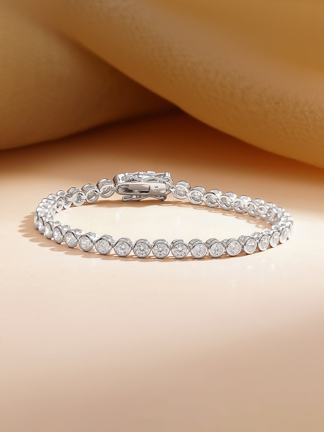 925 Fine Silver Sparkling Zirconia Tennis Bracelet Length-12 cm : Width-1 cm