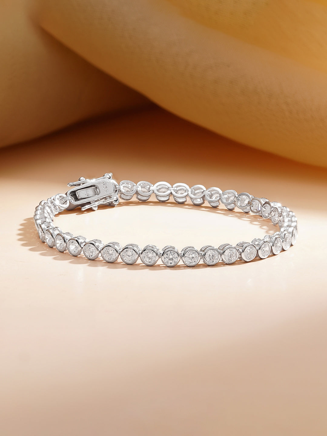 925 Fine Silver Sparkling Zirconia Tennis Bracelet Length-12 cm : Width-1 cm
