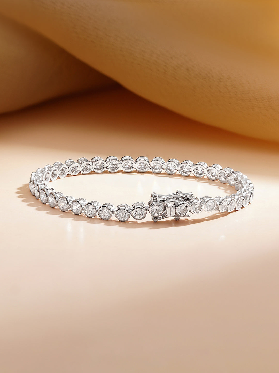 925 Fine Silver Sparkling Zirconia Tennis Bracelet Length-12 cm : Width-1 cm