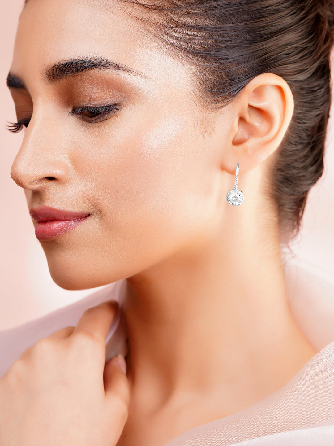 925 Fine Silver Rhodium Plated Drop Earrings フリーサイズ