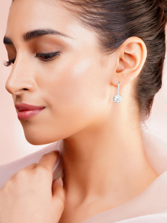 925 Fine Silver Rhodium Plated Drop Earrings フリーサイズ