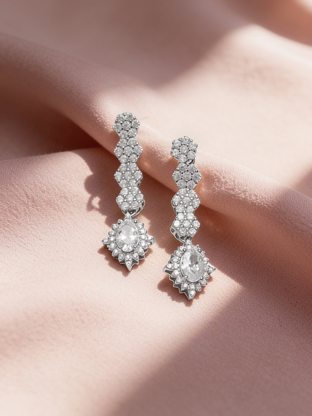 925 Fine Silver Rhodium Plated Dangler Earrings フリーサイズ