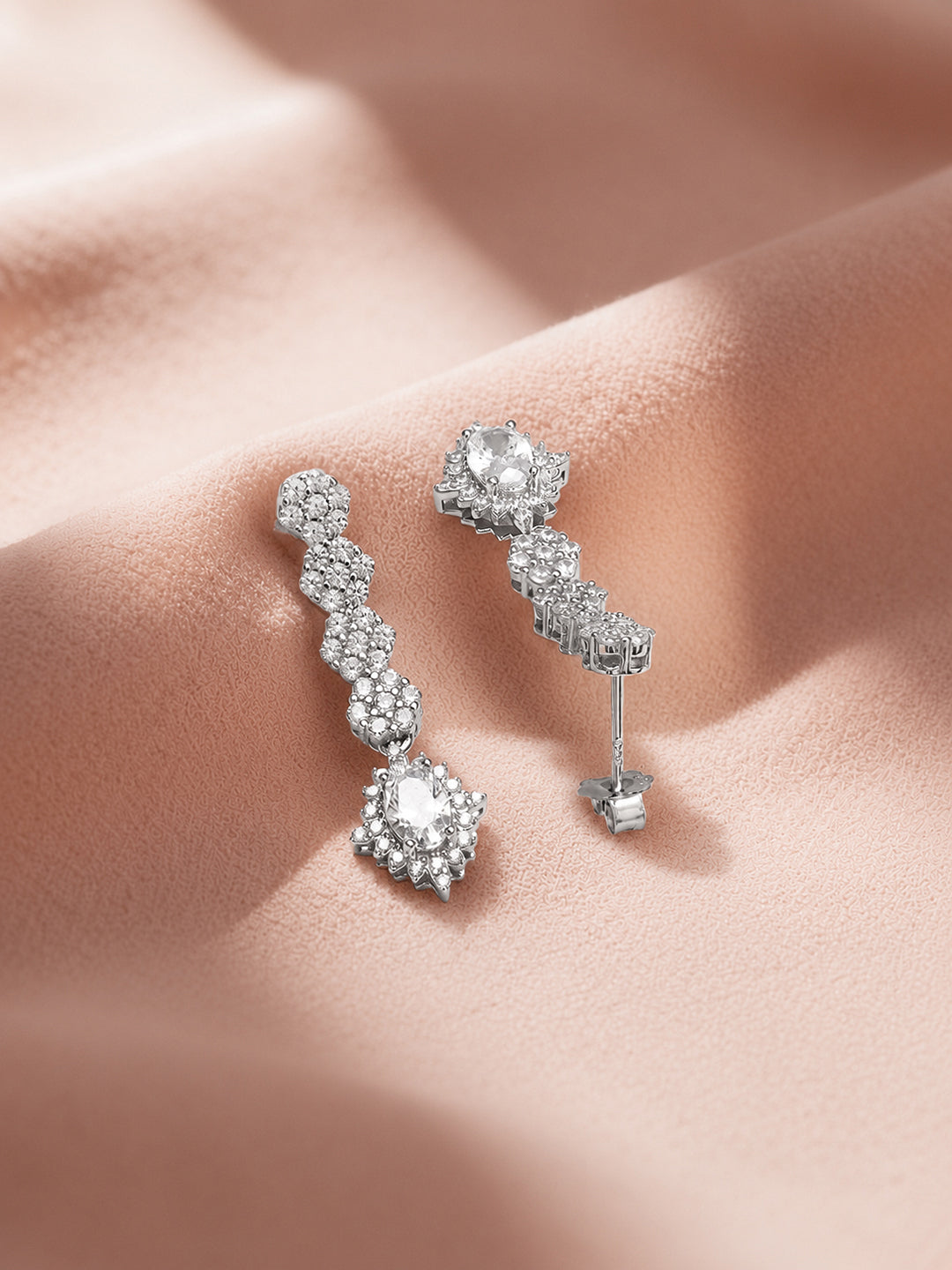 925 Fine Silver Rhodium Plated Dangler Earrings フリーサイズ