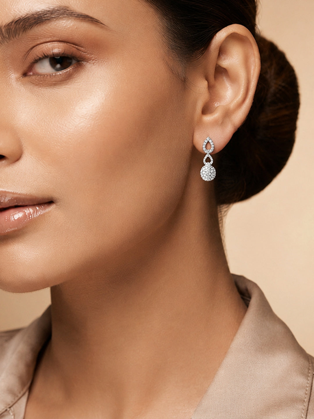 925 Fine Silver Rhodium Plated Drop Earrings フリーサイズ