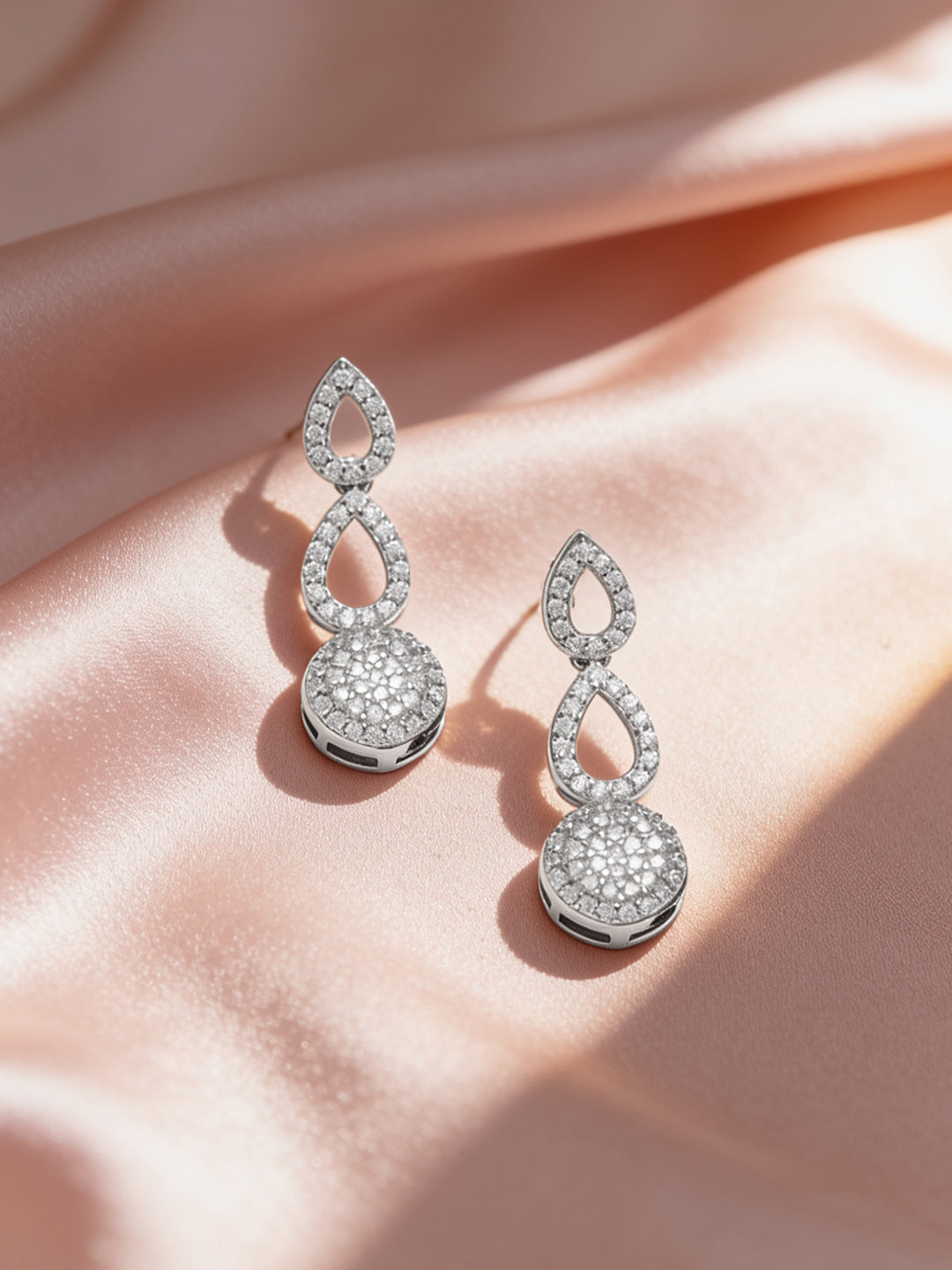 925 Fine Silver Rhodium Plated Drop Earrings フリーサイズ