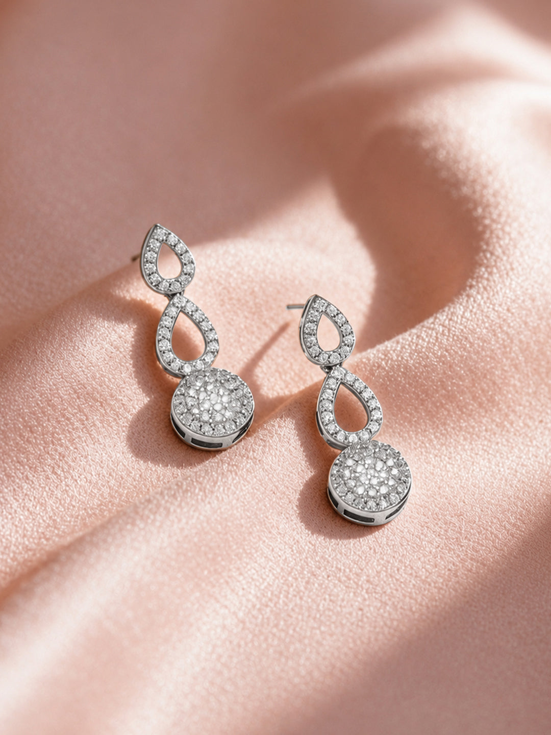 925 Fine Silver Rhodium Plated Drop Earrings フリーサイズ