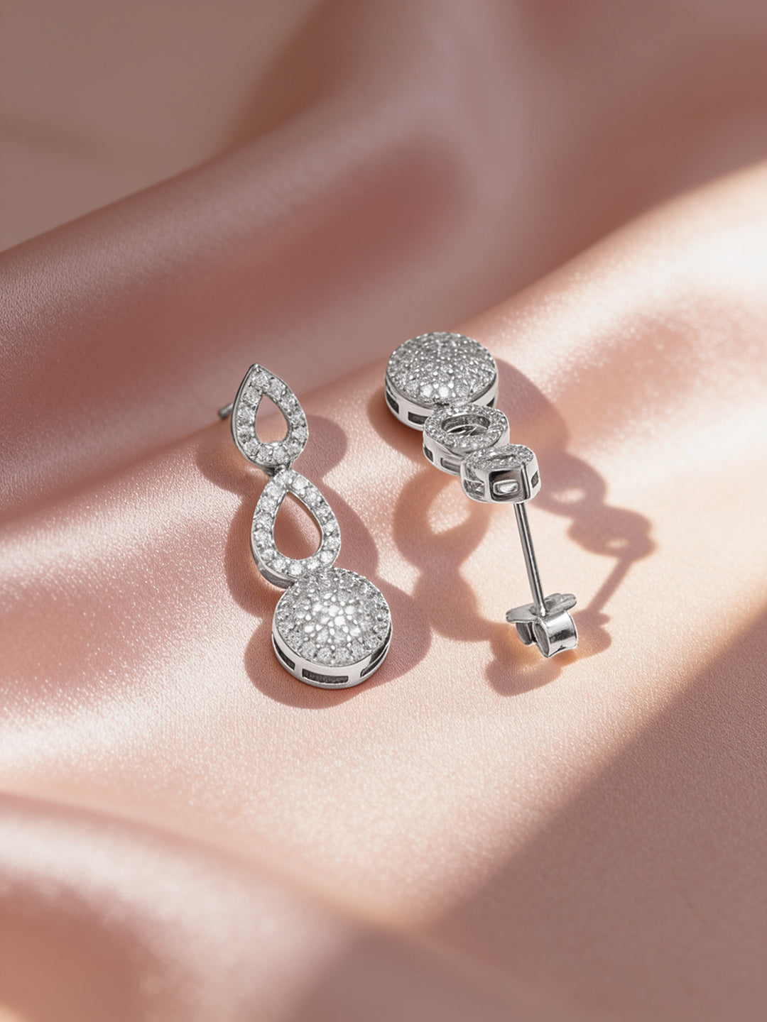 925 Fine Silver Rhodium Plated Drop Earrings フリーサイズ