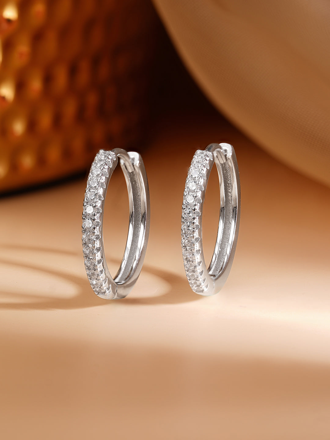 925 Fine Silver Rhodium Plated Hoop Earrings フリーサイズ