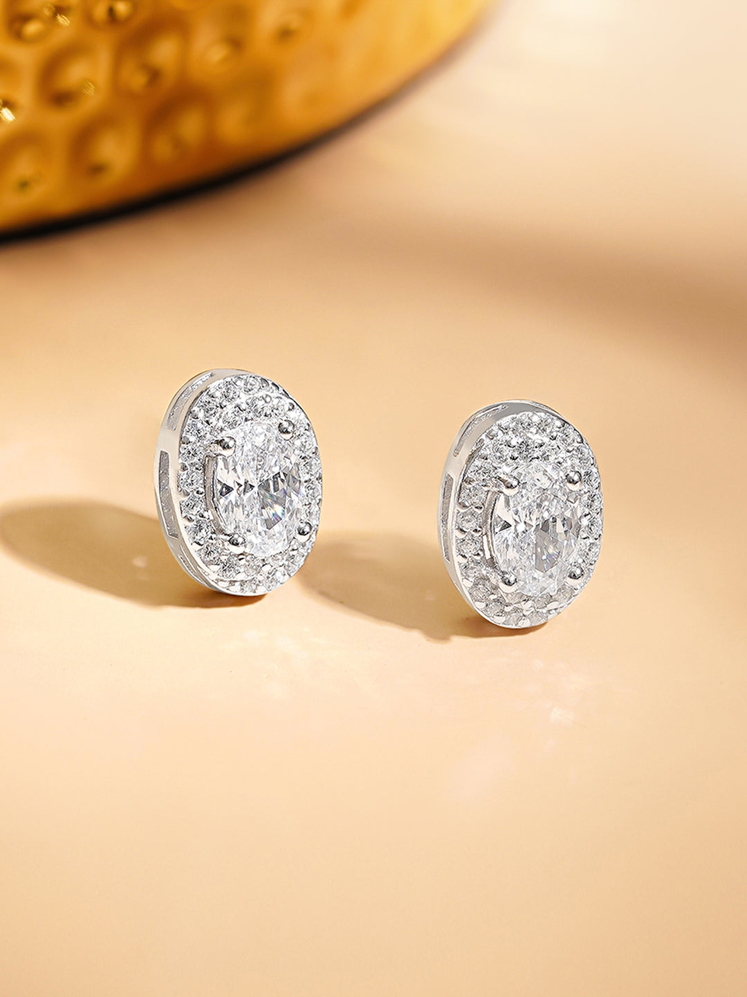 925 Fine Silver Rhodium Plated Stud Earrings フリーサイズ