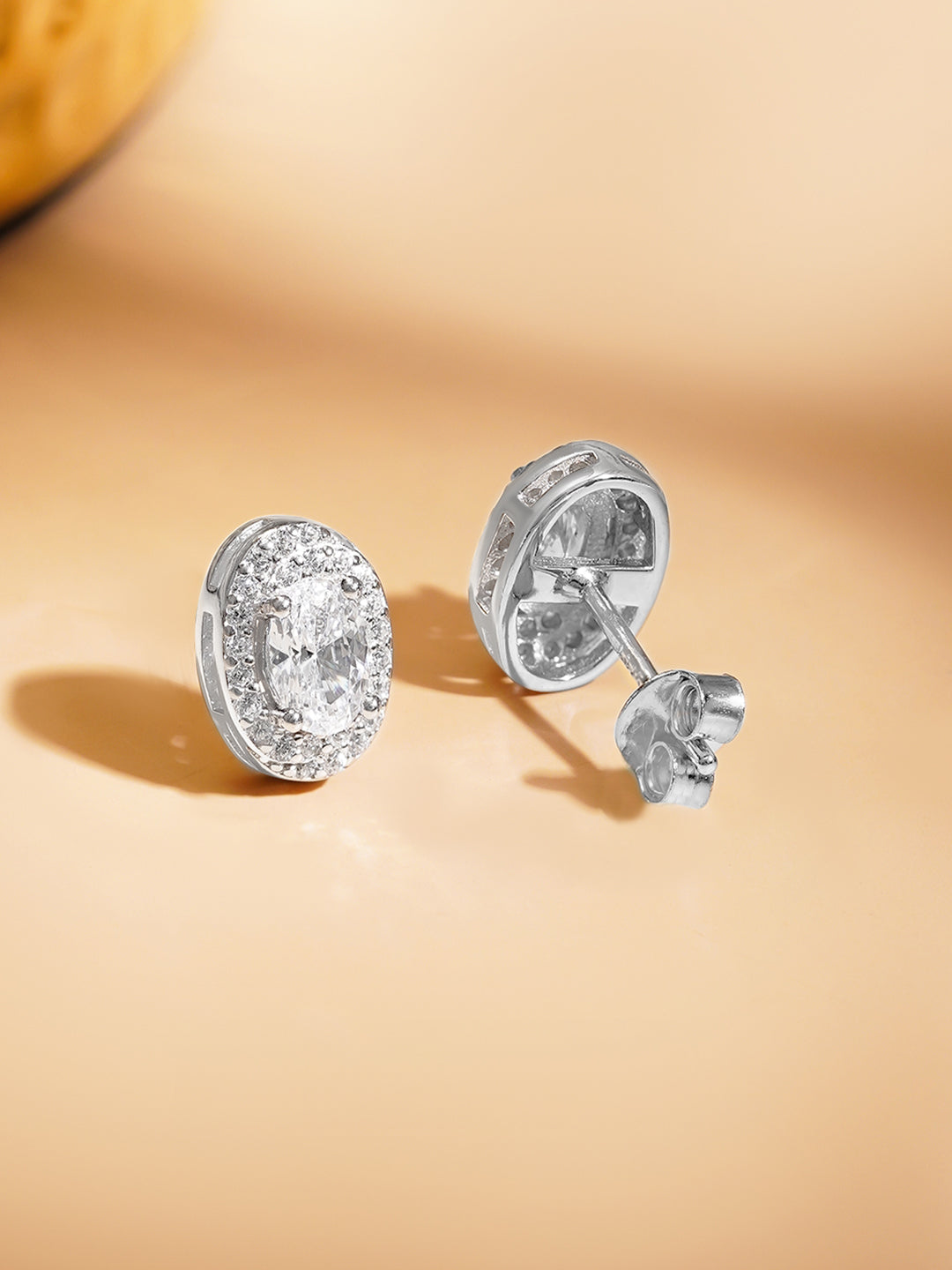 925 Fine Silver Rhodium Plated Stud Earrings フリーサイズ
