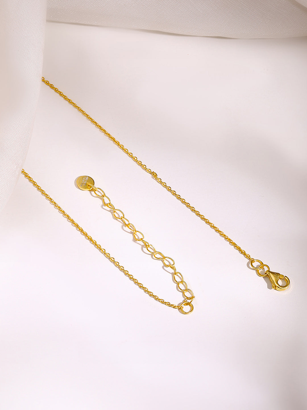 925 Fine Silver Gold Plated Green Teardrop Crystal Charm Necklace フリーサイズ