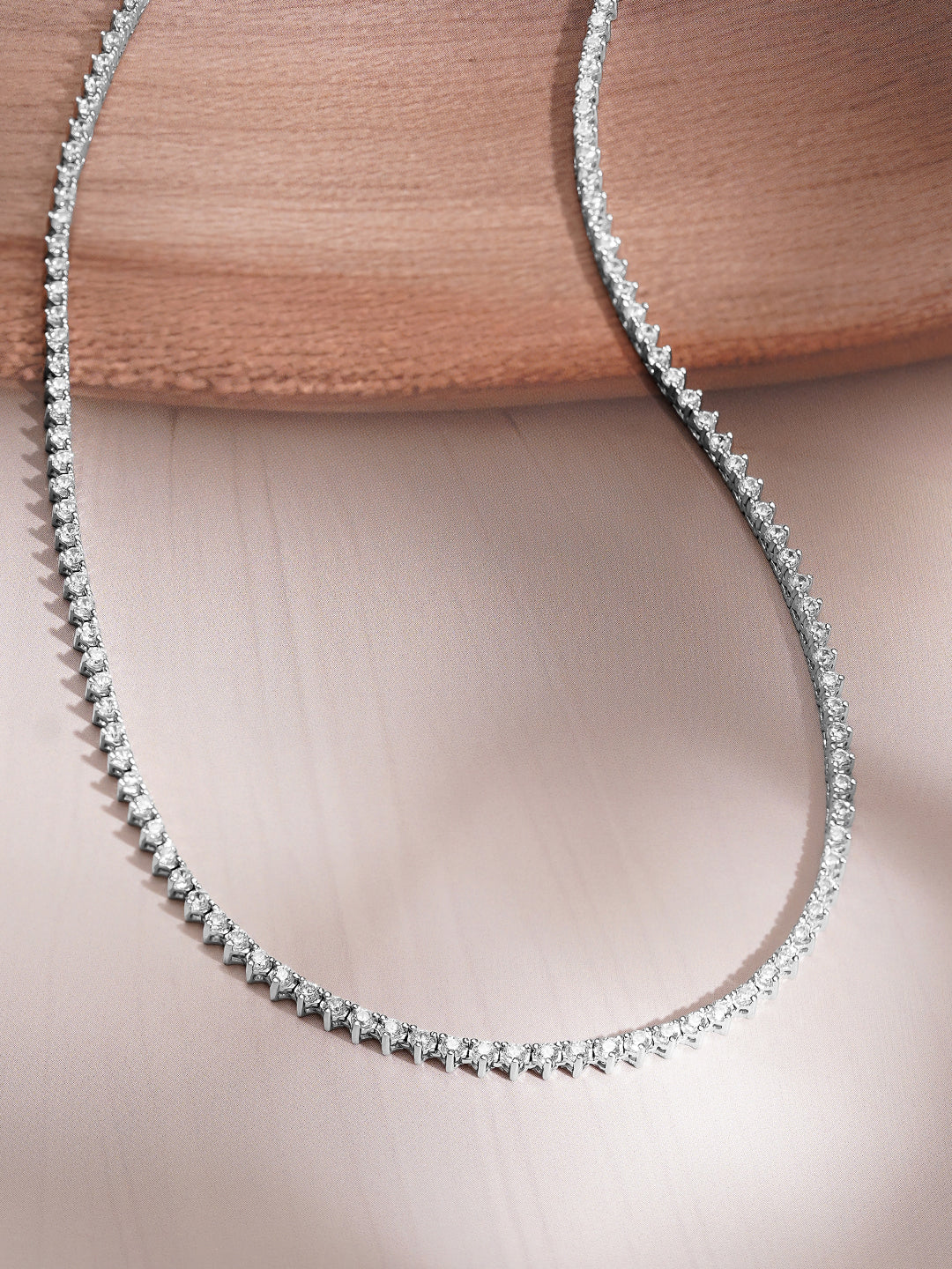 925 Fine Silver Crystal Tennis Necklace フリーサイズ