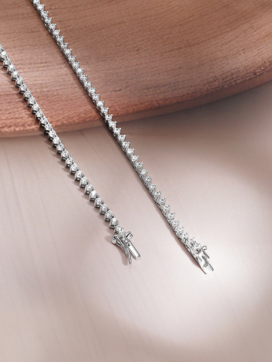 925 Fine Silver Crystal Tennis Necklace フリーサイズ