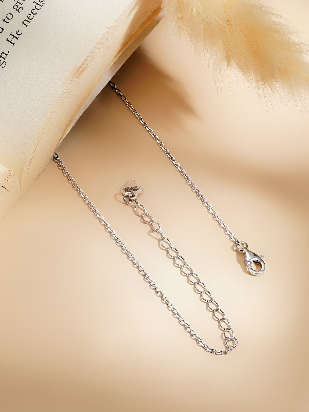 925 Fine Silver Rhodium Plated Cubic charm Necklace フリーサイズ
