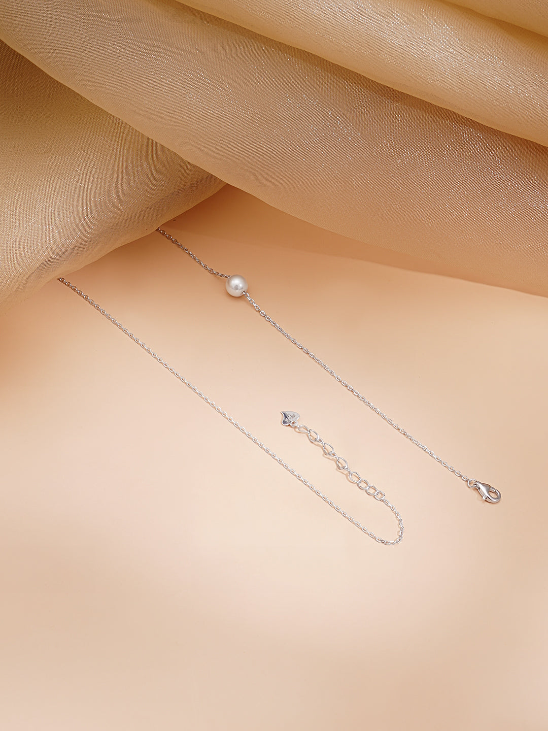 925 Fine Silver Rhodium Plated Pearl Layered Y Necklace フリーサイズ