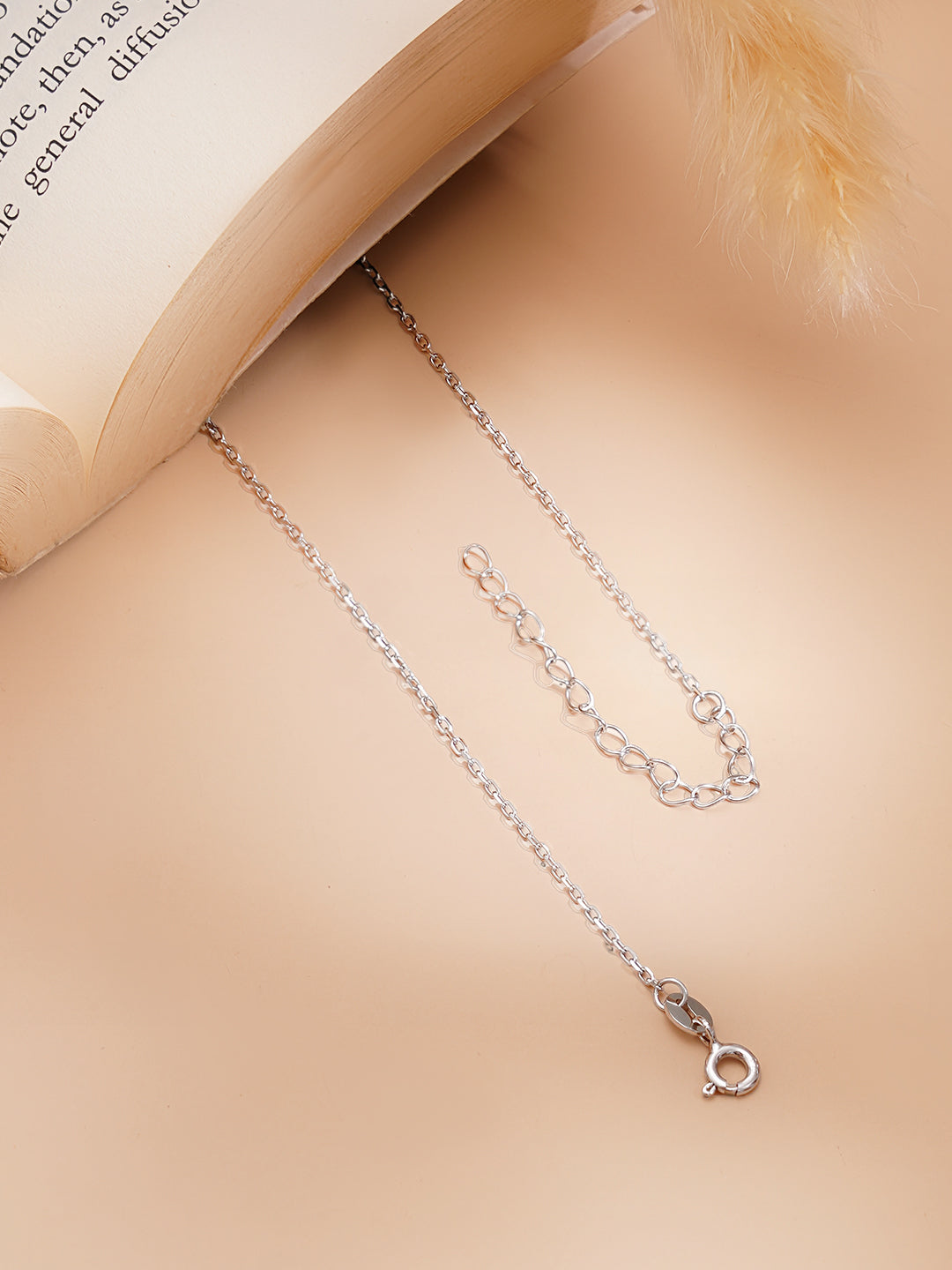 925 Fine Silver Rhodium Plated Blue Sapphire AD Pendant Chain フリーサイズ