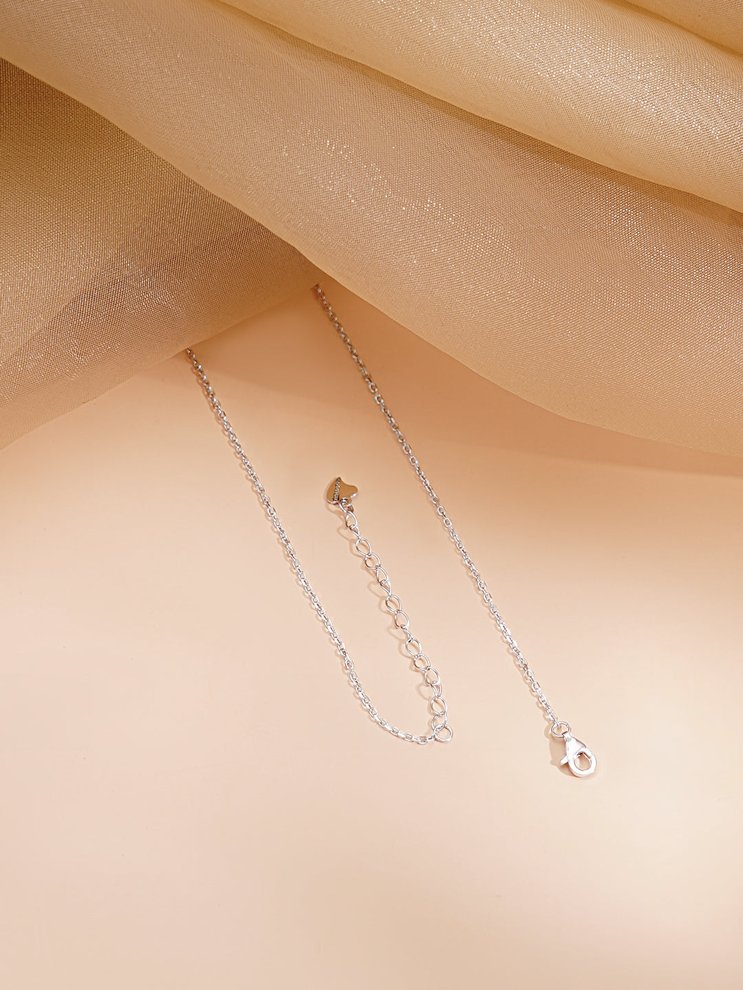 925 Fine Silver Rhodium Plated AD Drop Chain Necklace フリーサイズ