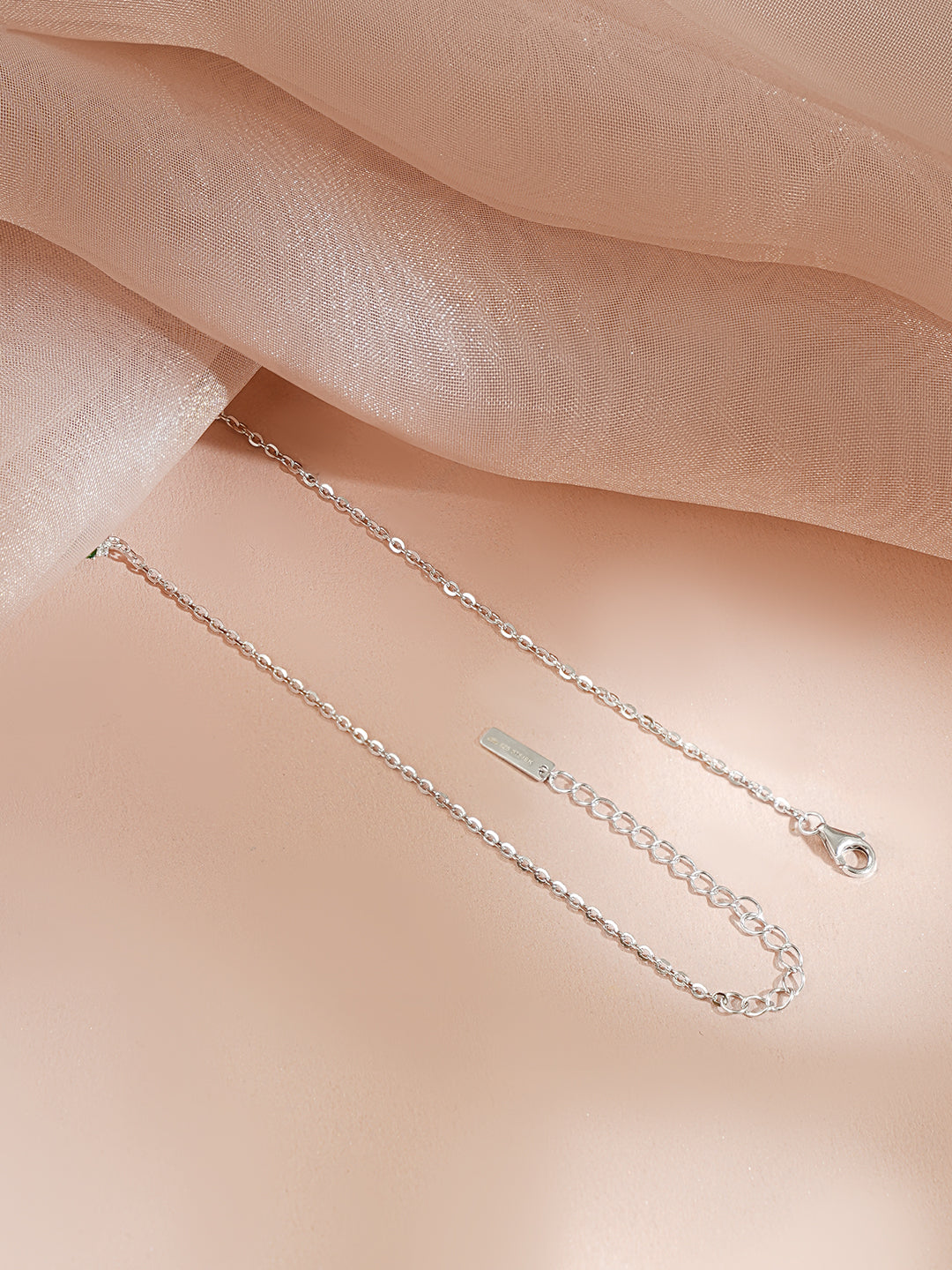 925 Fine Silver Rhodium Plated Leaf Design Blue Sapphire American Diamon Zirconia Necklace フリーサイズ