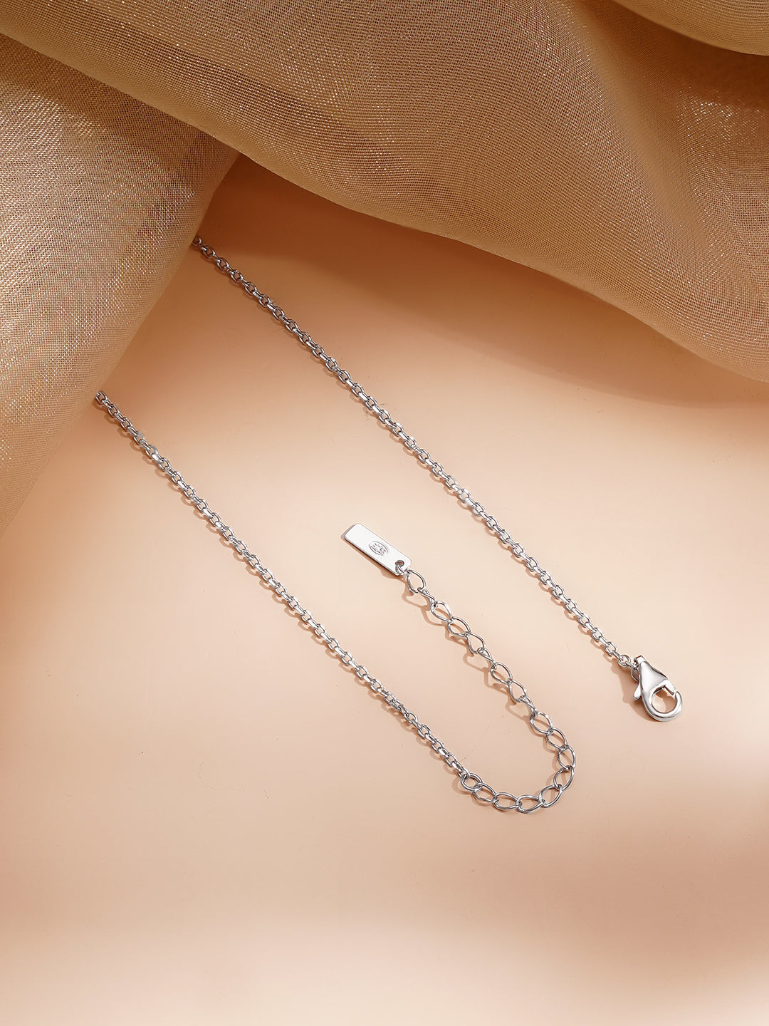 925 Fine Silver Rhodium Plated Crystal Charm Necklace フリーサイズ