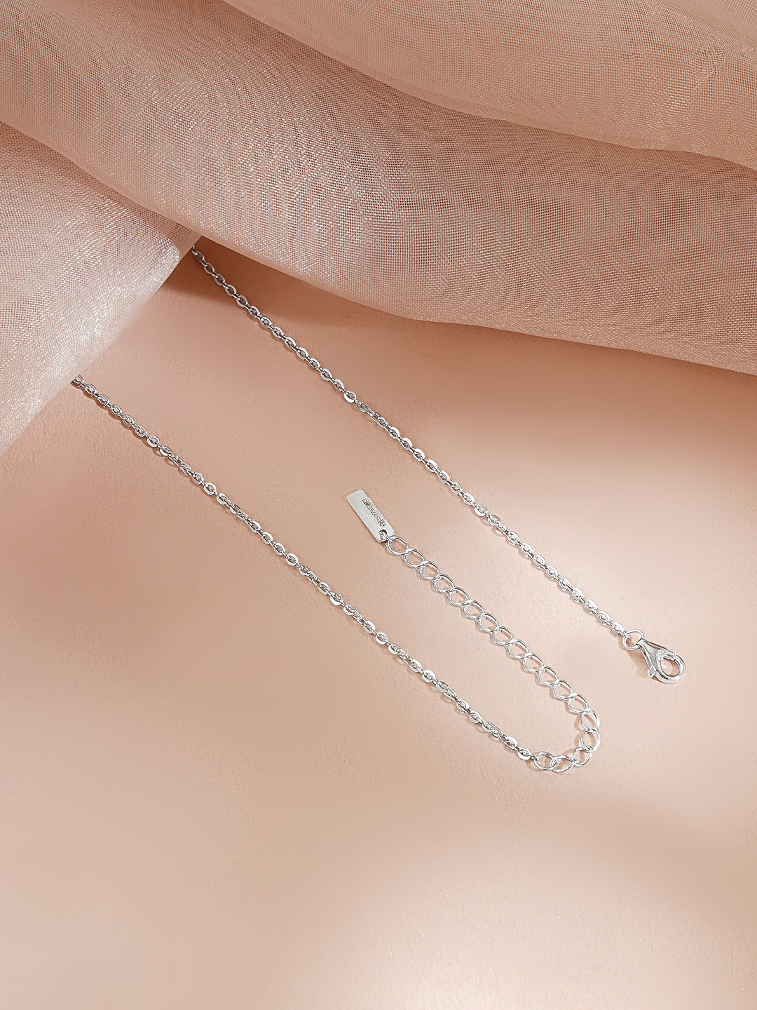925 Fine Silver Rhodium Plated American Diamon Zirconia Cubic Charm Necklace フリーサイズ