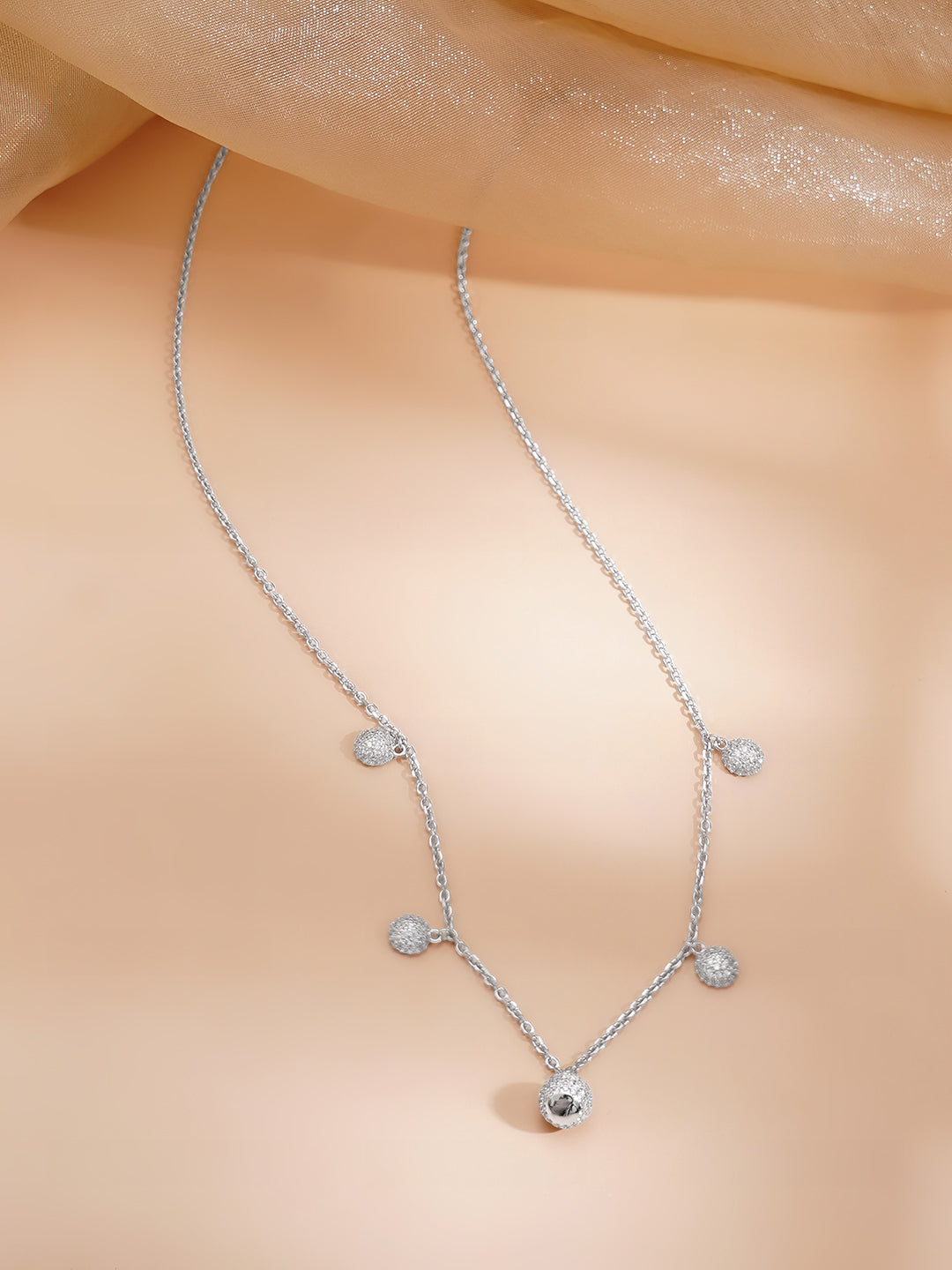 925 Fine Silver Rhodium Plated American Diamon Zirconia Necklace フリーサイズ