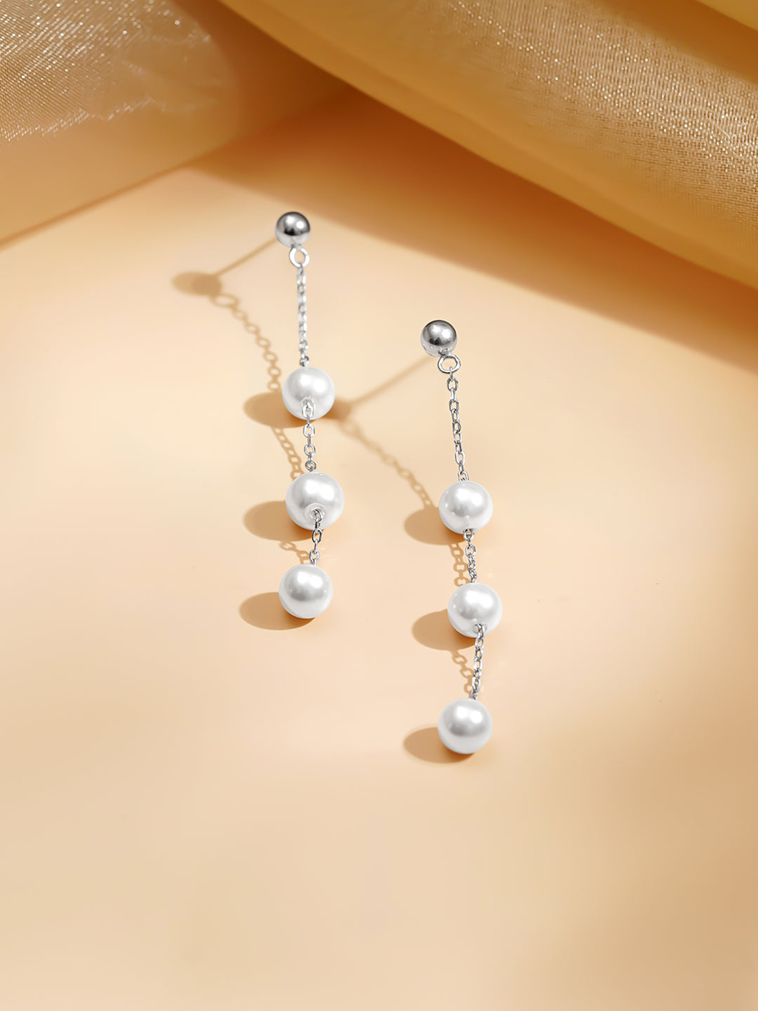 925 Fine Silver Rhodium Plated Pearl Beaded Necklace Set フリーサイズ