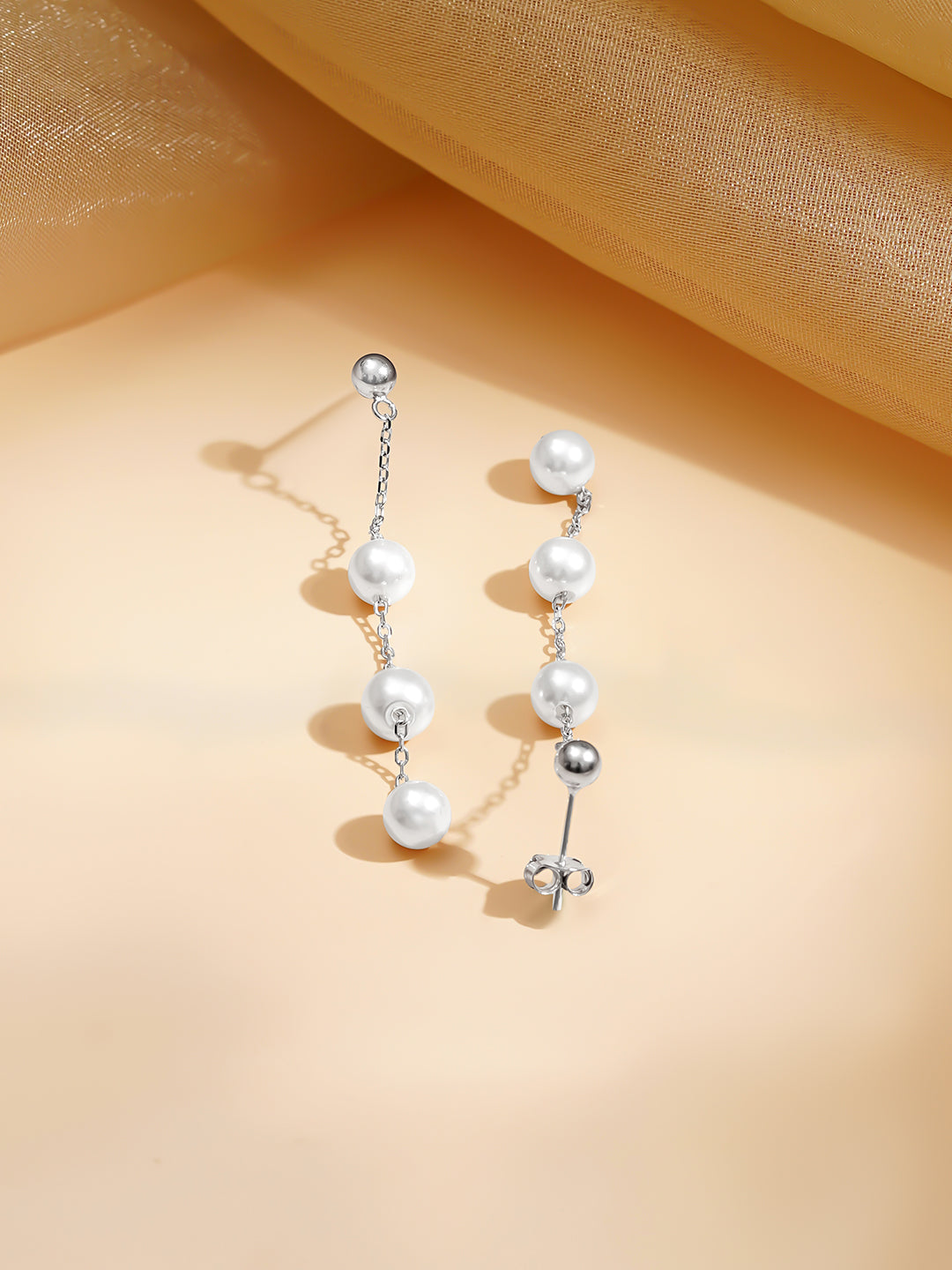 925 Fine Silver Rhodium Plated Pearl Beaded Necklace Set フリーサイズ