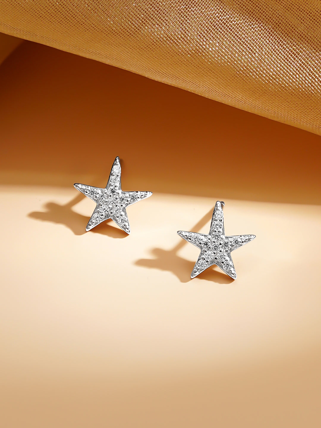 925 Fine Silver Rhodium Plated Necklace Set With Star Charms フリーサイズ
