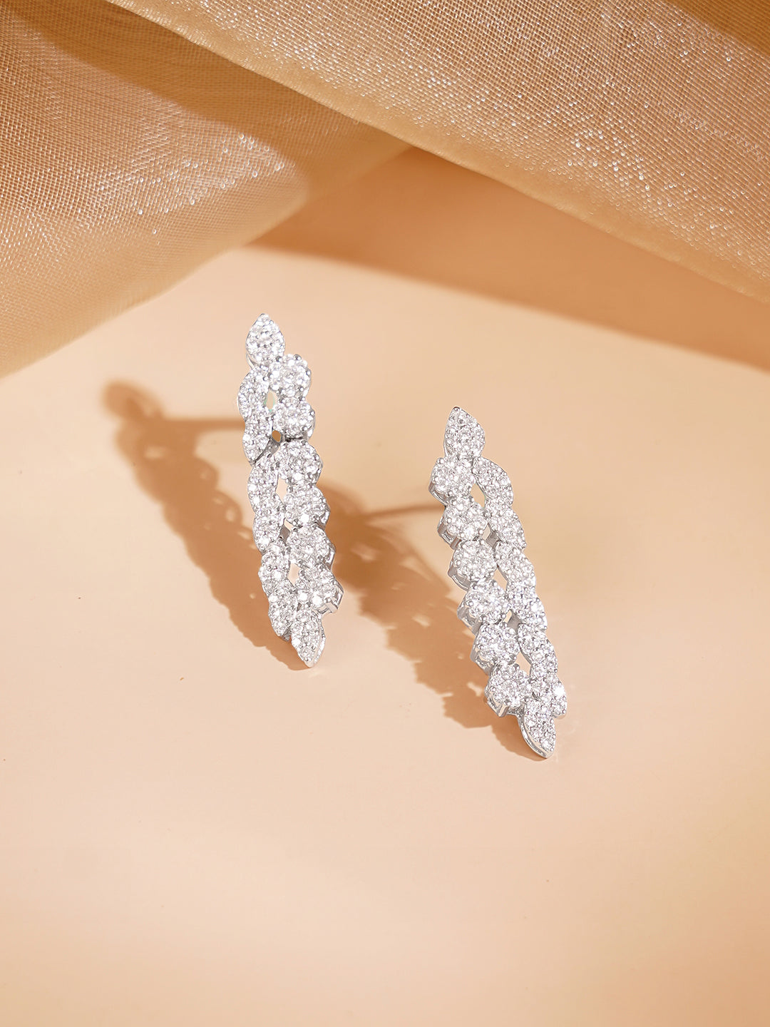 925 Fine Silver Rhodium Plated Cubic Zirconia Designer Necklace Set フリーサイズ