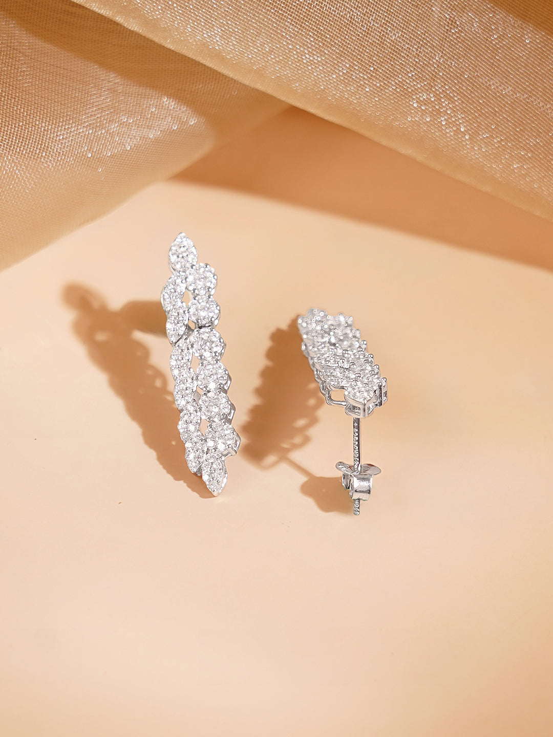 925 Fine Silver Rhodium Plated Cubic Zirconia Designer Necklace Set フリーサイズ