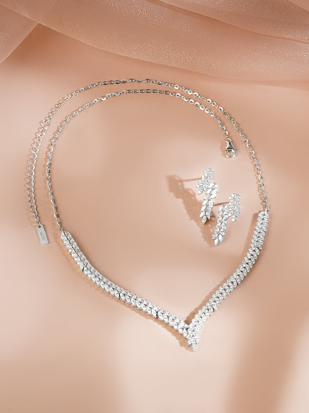 925 Fine Silver Rhodium Plated Necklace Set フリーサイズ