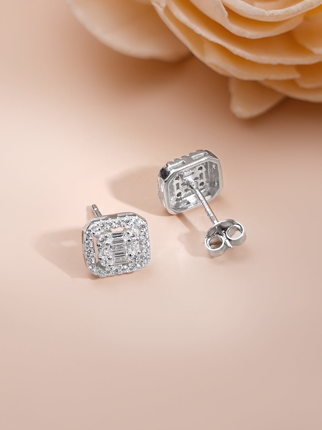925 Fine Silver Rhodium Plated Cubic Charm Necklace Set フリーサイズ