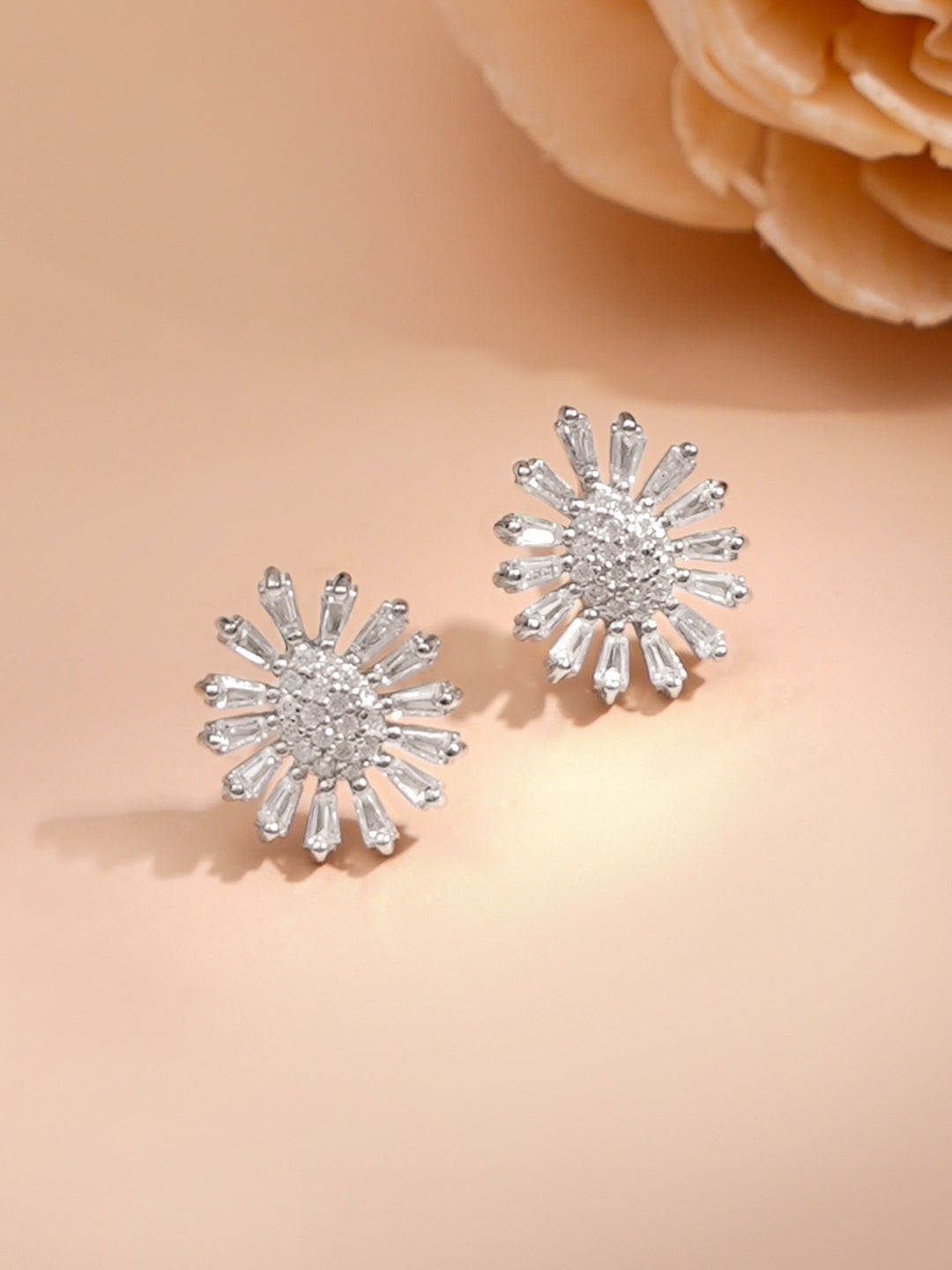 925 Fine Silver Rhodium Plated Floral Charm Necklace Set フリーサイズ