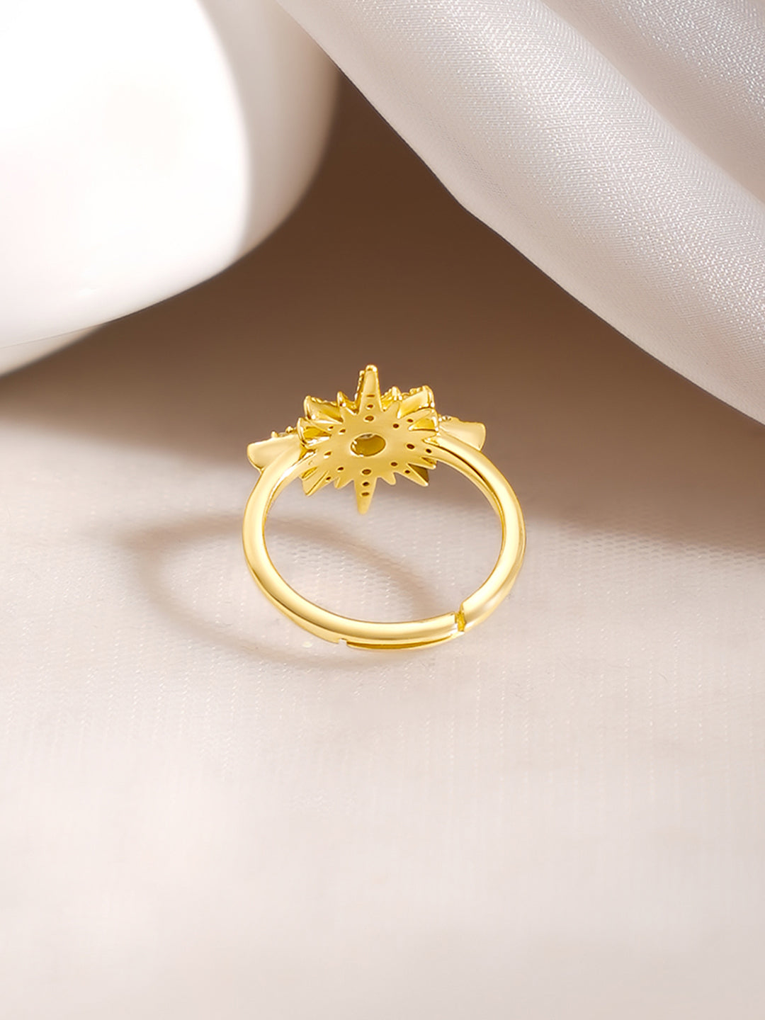 【Rubans】 925 Fine Silver Gold Plated Crystal Sunburst Statement Ring｜925 スターリングシルバー ゴールドメッキ クリスタル サンバースト ステートメントリング