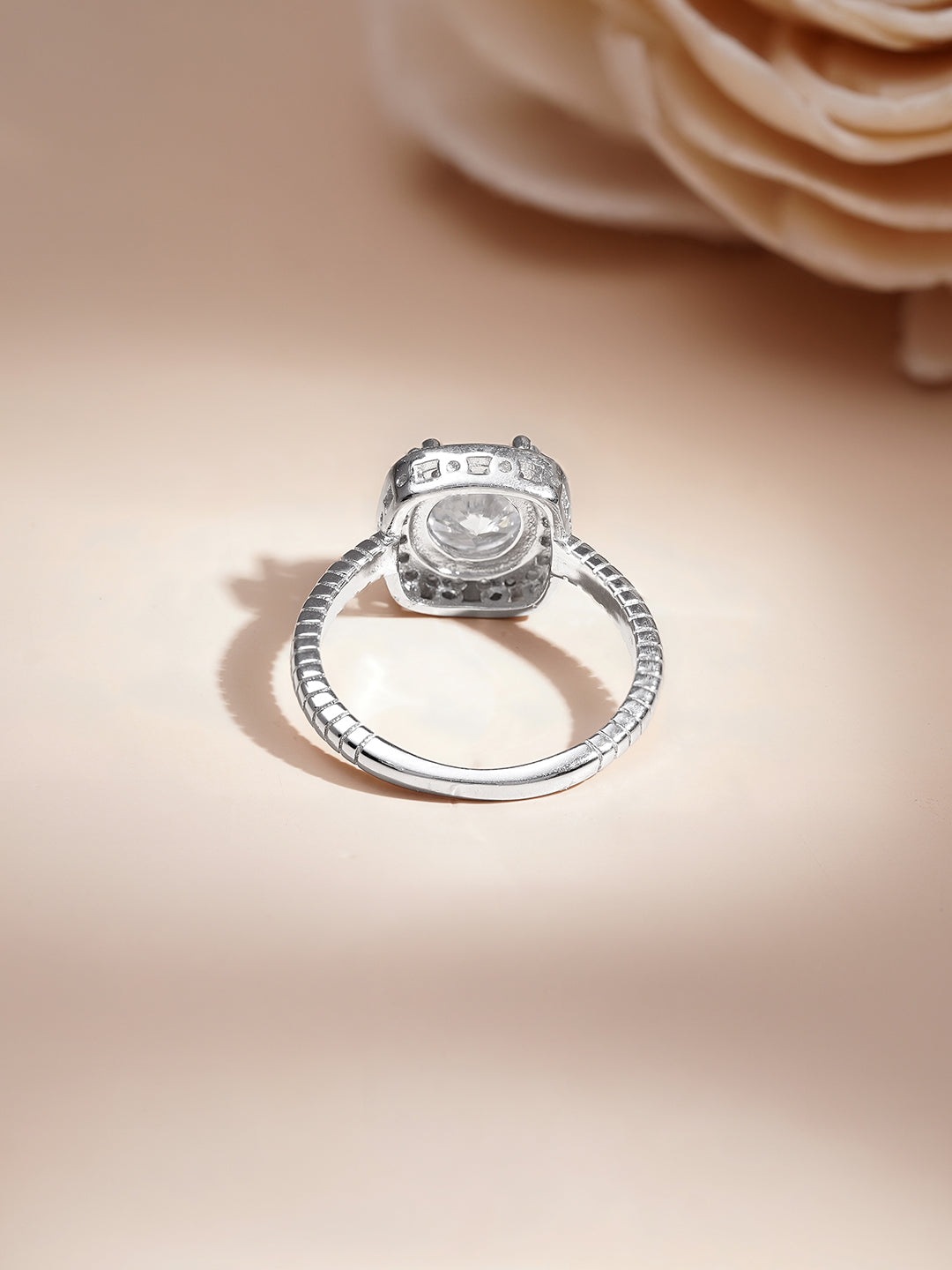 925 Fine  Silver Eternal Solitaire Diamond Ring Ring Size - 6