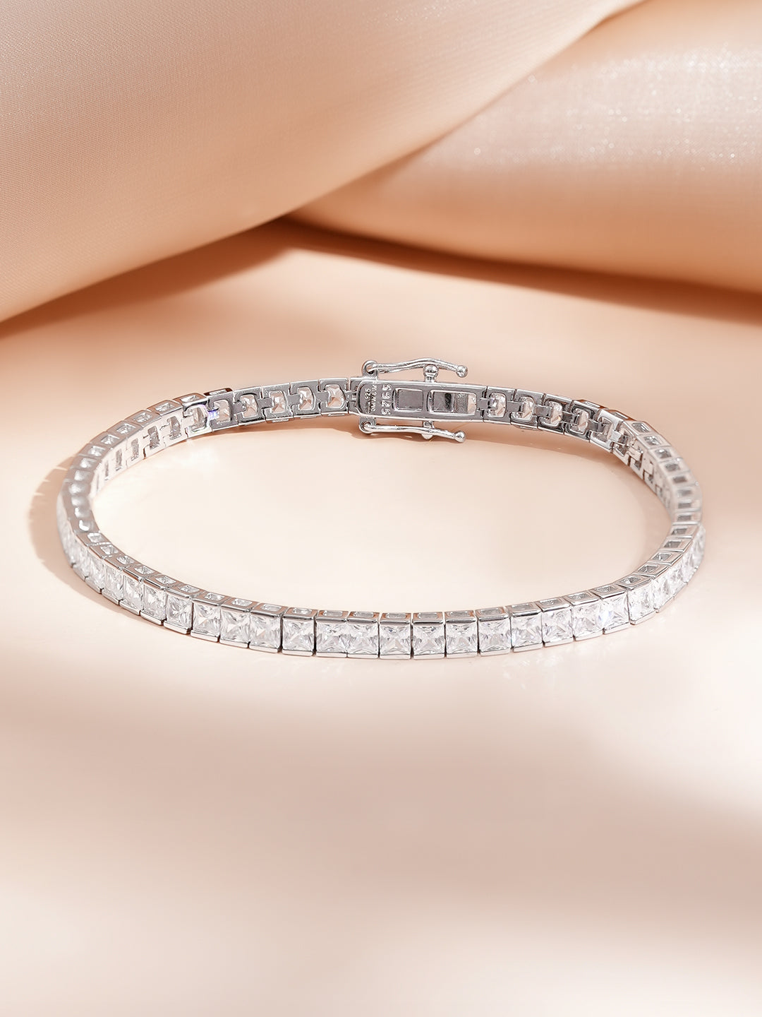 925 Fine Silver Rhodium Plated Bracelet フリーサイズ