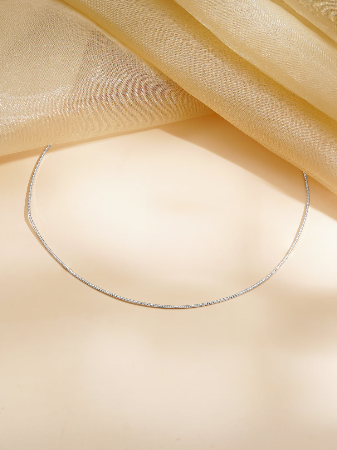 925 Fine Silver Rhodium Plated Sleek Necklace フリーサイズ