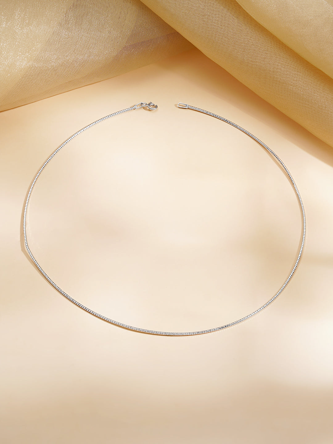 925 Fine Silver Rhodium Plated Sleek Necklace フリーサイズ