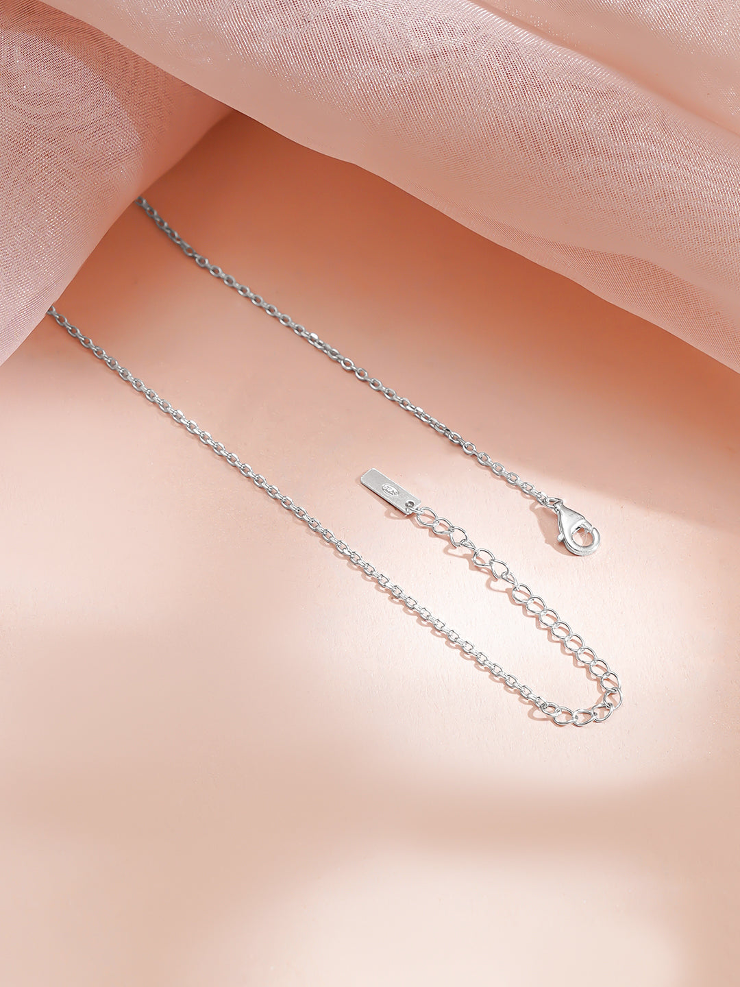 925 Fine Silver Rhodium Plated Floral Chain Necklace フリーサイズ