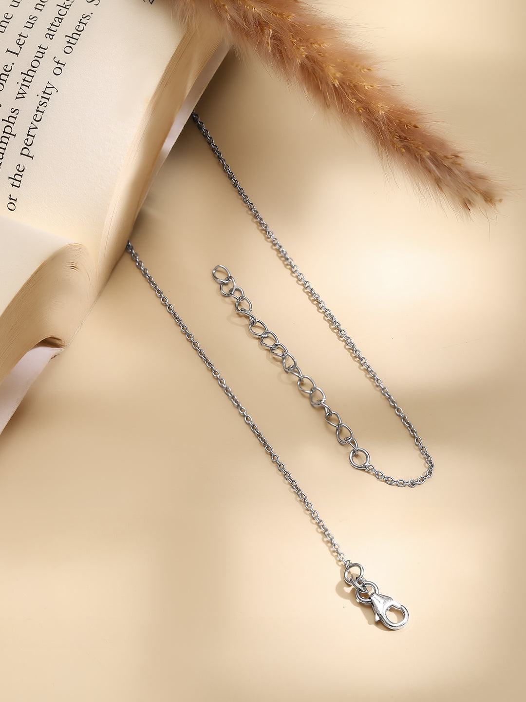 925 Fine Silver Rhodium Plated Floral Chrm Necklace フリーサイズ