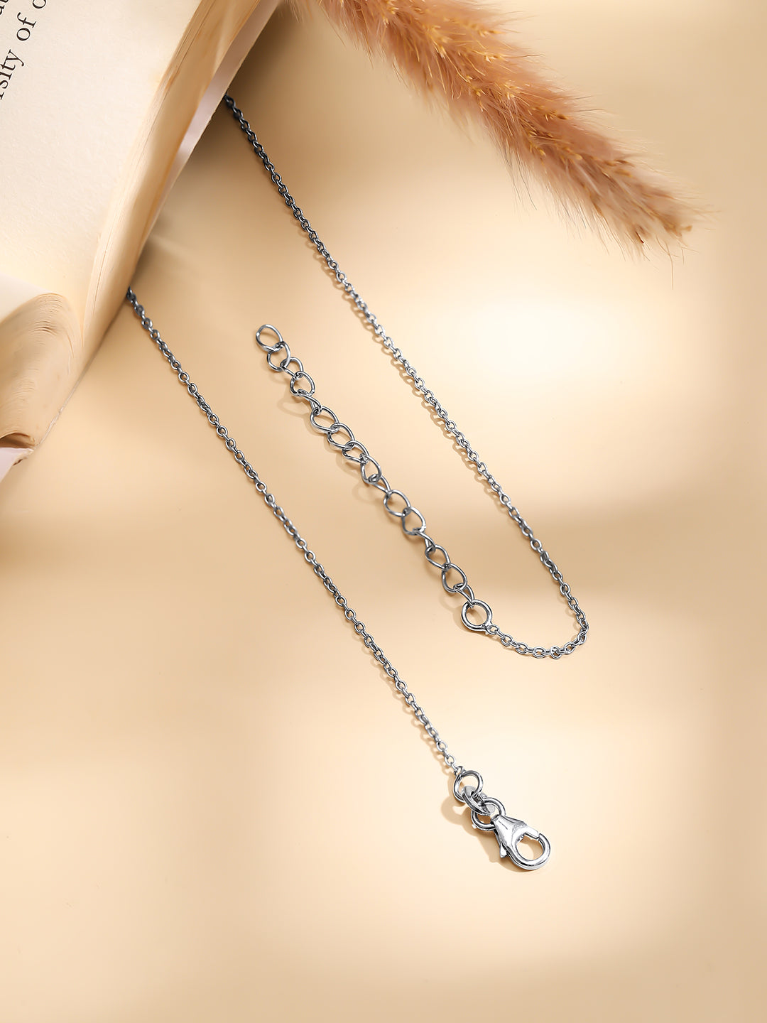 925 Fine Silver Rhodium Plated  Round Floral Necklace フリーサイズ