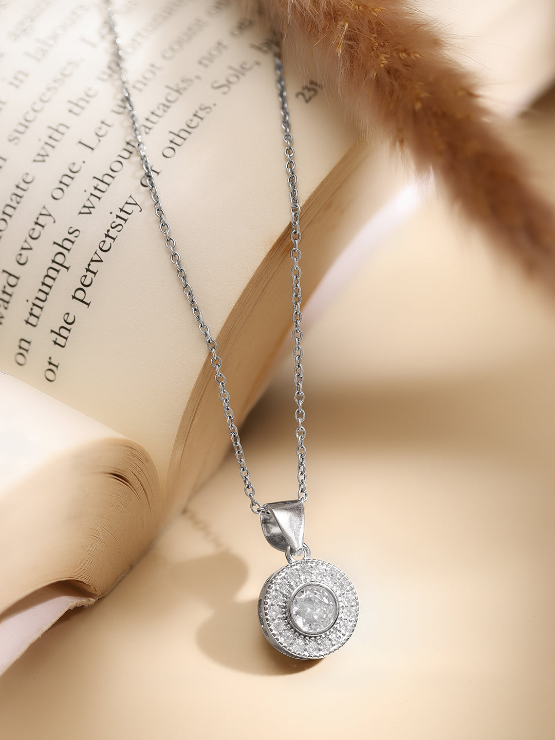 925 Fine Silver Rhodium Plated Coin Chram Pendant Necklace フリーサイズ